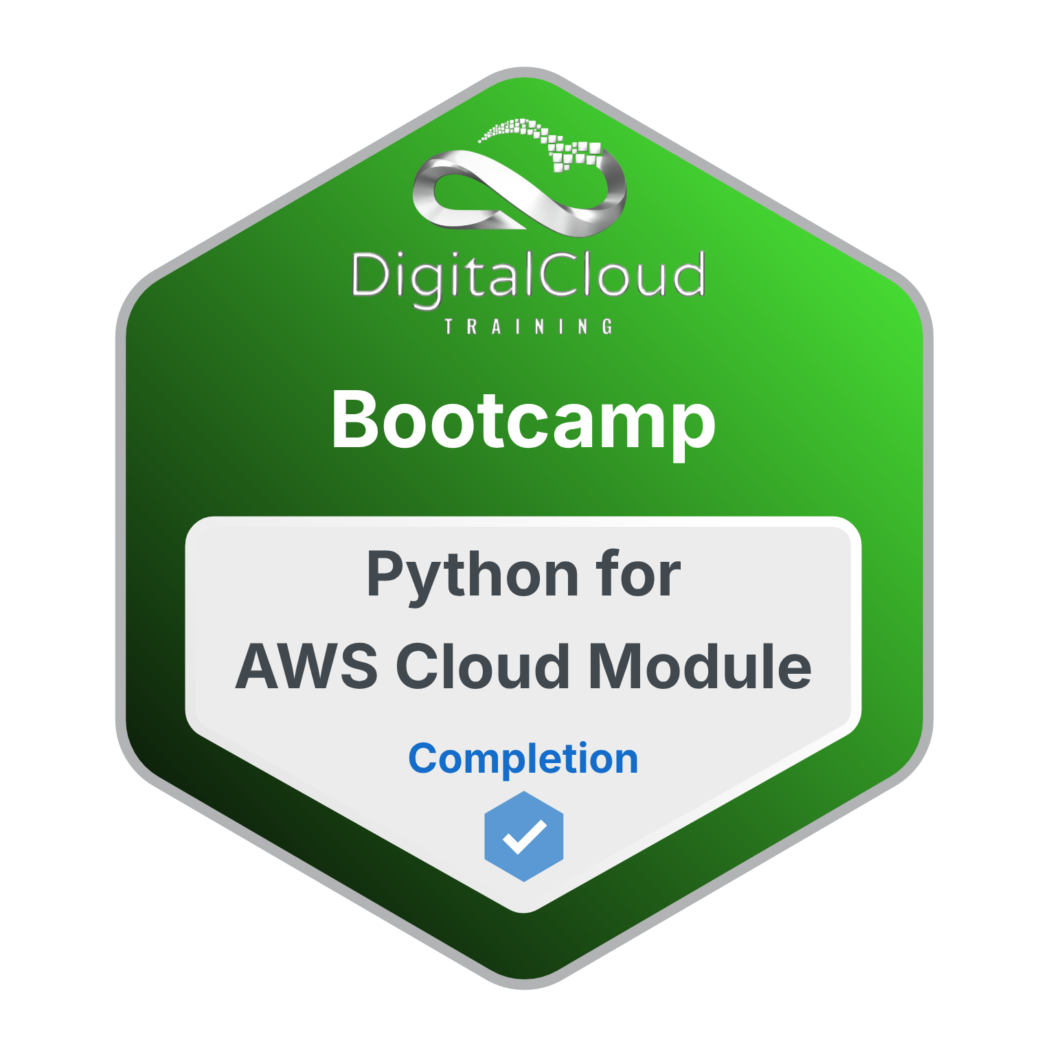 Digital Cloud Training Python for AWS Cloud Module completion badge